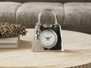 Rivièra Maison Lovely Bag Clock zilverkleurige tafelklok in handtasdesign