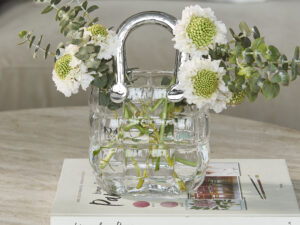 Rivièra Maison Lovely Bag Vase S transparante glazen vaas in handtasdesign