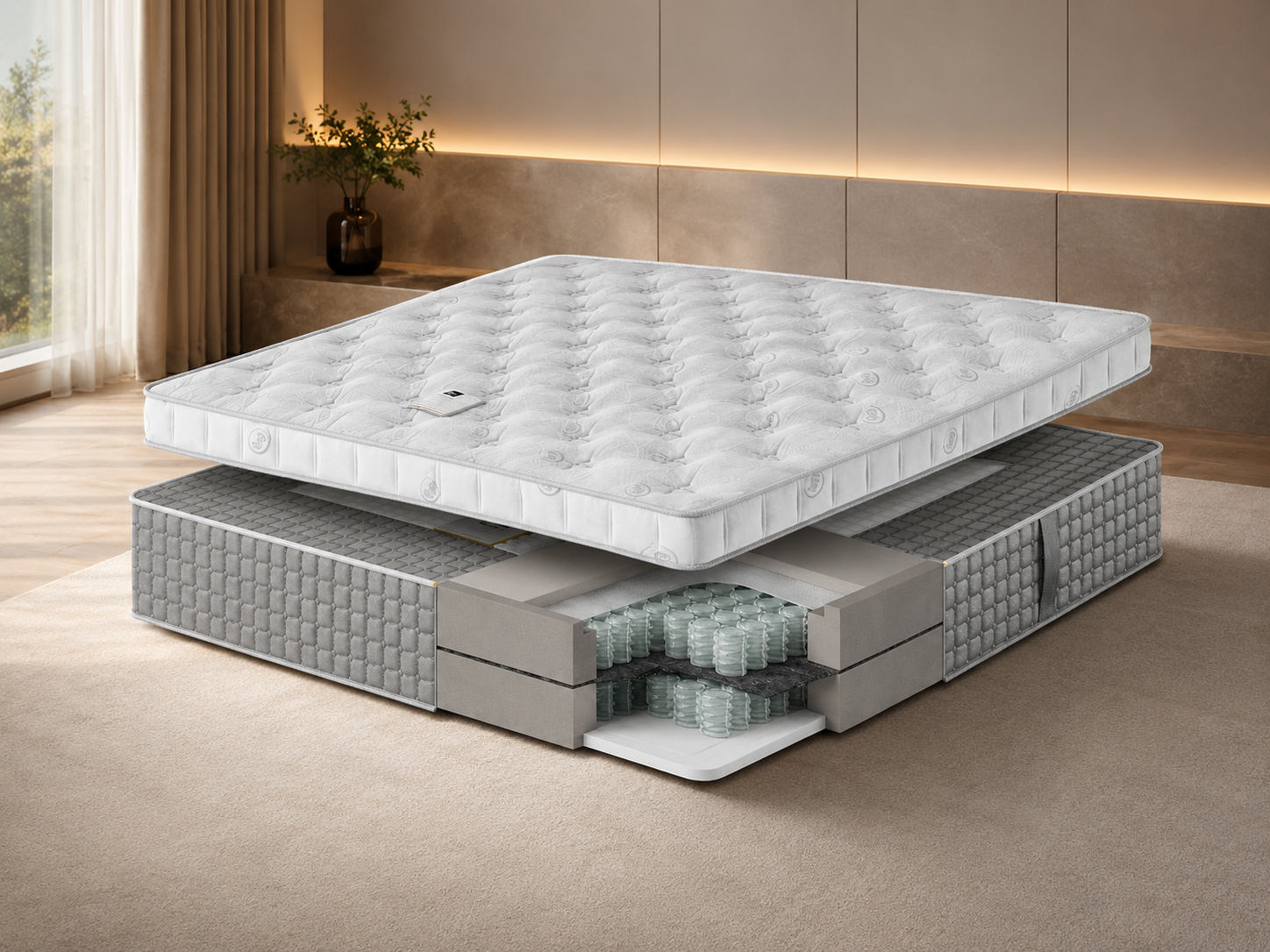 Serta matras met zichtbare opbouw en pocketvering voor luxe ondersteuning en slaapcomfort