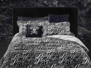 Philipp Plein beddengoed Script zwart