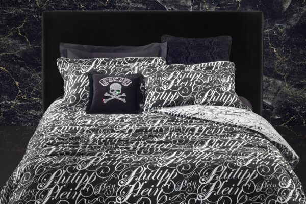 Philipp Plein beddengoed Script zwart