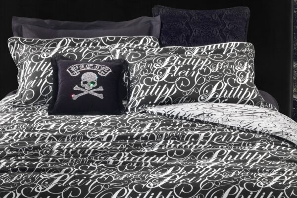 Philipp Plein beddengoed Script zwart hotel