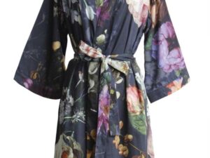 Luxe Essenza Night Blue kimono van katoen satijn voor stijlvolle homewear