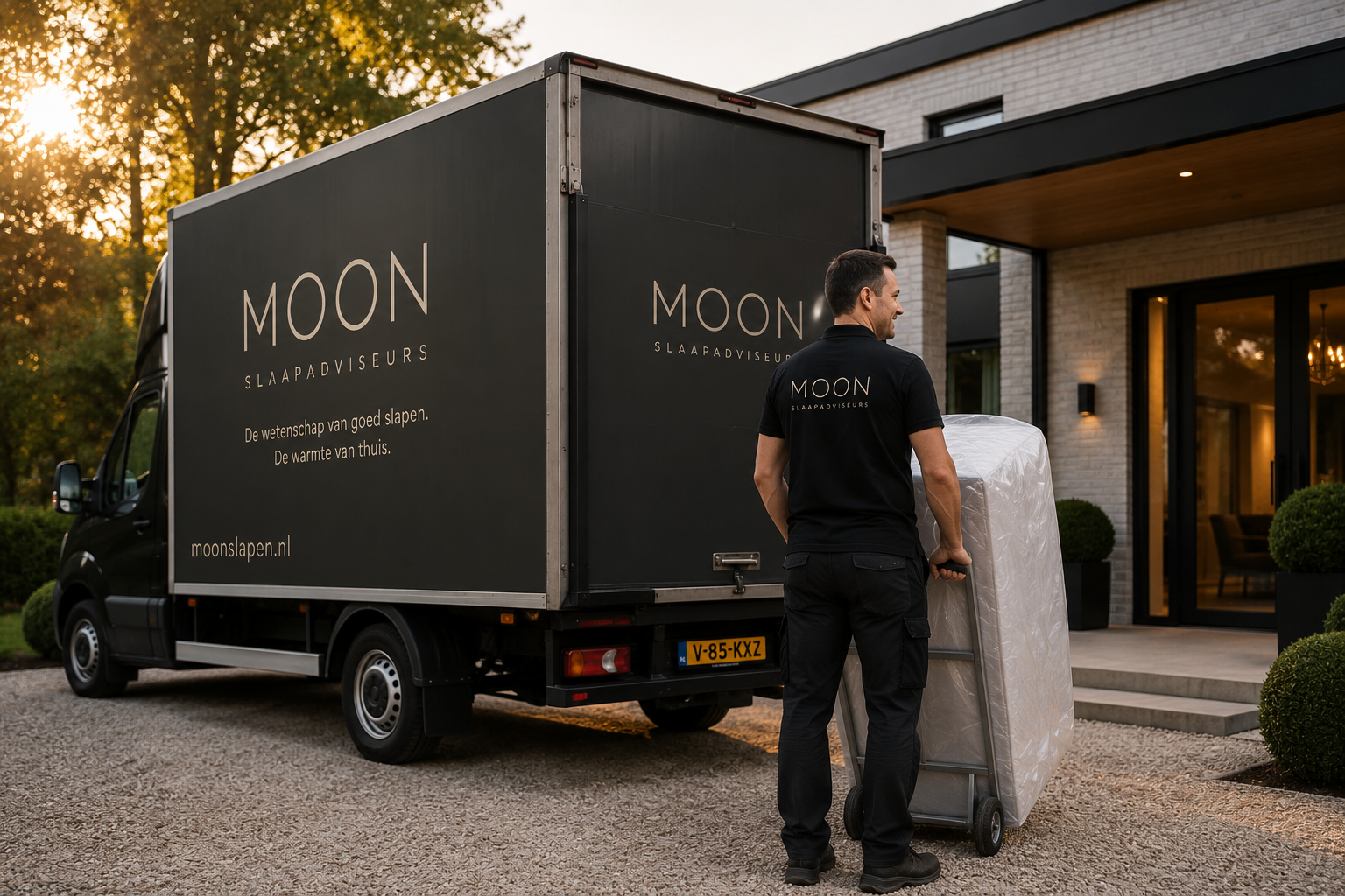 Moon Slaapadviseurs bezorgt luxe boxsprings en matrassen met eigen logistieke medewerkers. Persoonlijke levering, professionele montage en uitstekende service aan huis door eigen monteu
