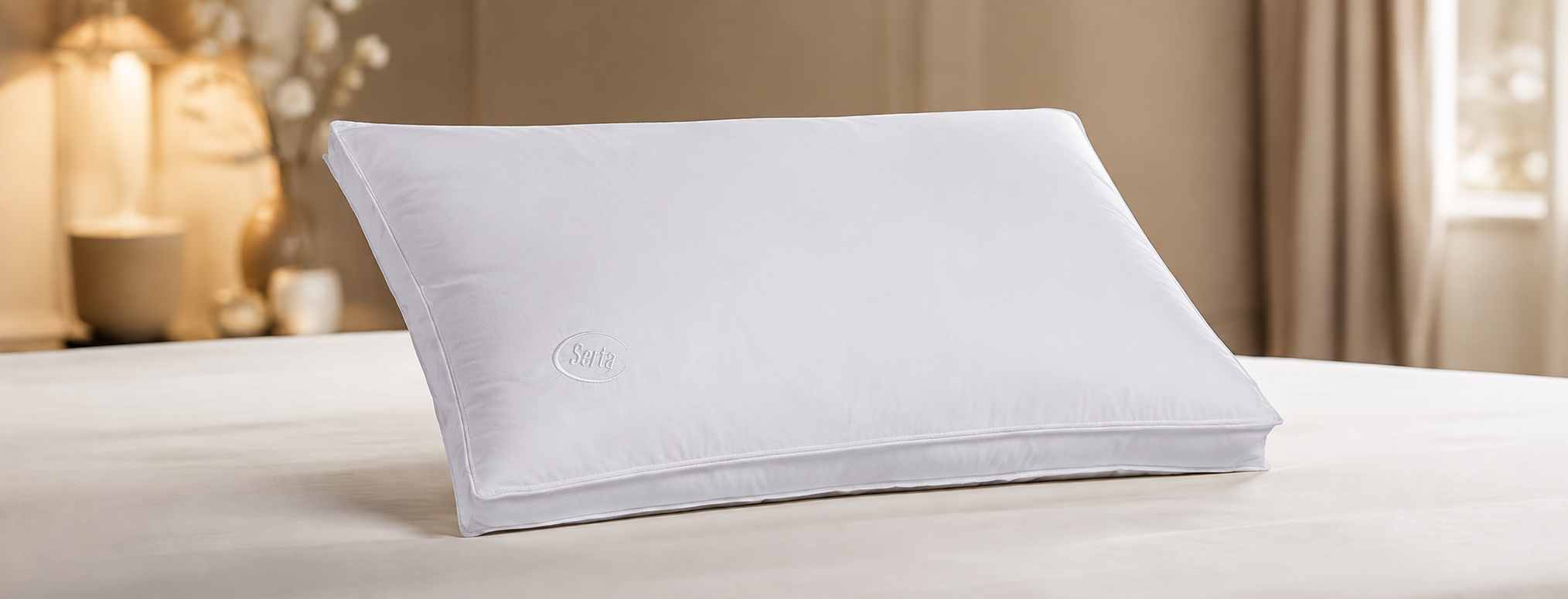 Wit Serta hoofdkussen voor luxe hotelcomfort en comfortabele ondersteuning
