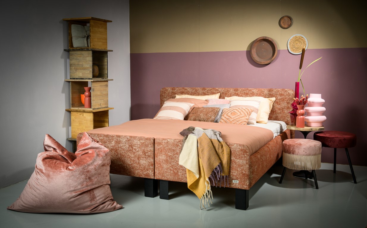 split-spider-met-zitzak-medium deelbaar bed op wielen Split Steel and Stockings